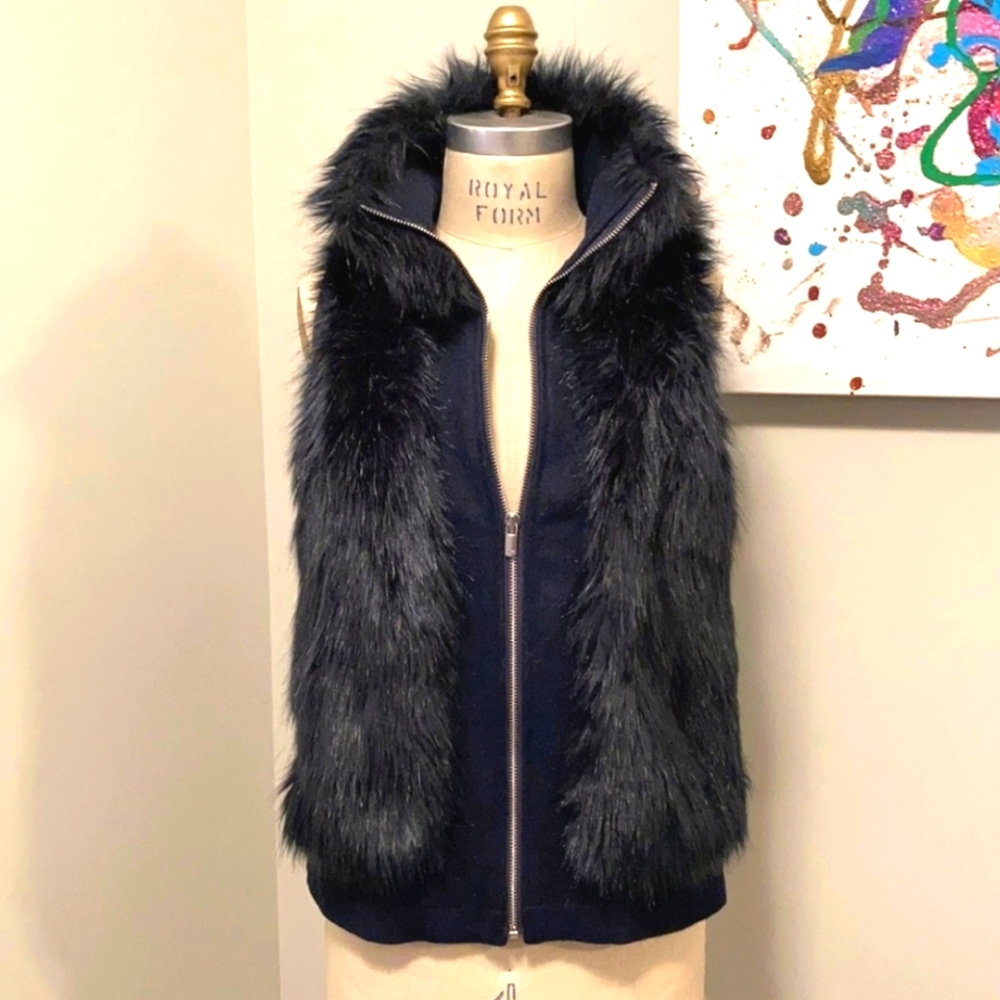 Tommy Hilfiger Faux Fur Wool Vest